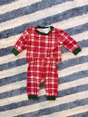 Little Magnolia Boutique Red Christmas Plaid Baby Pajama Set
